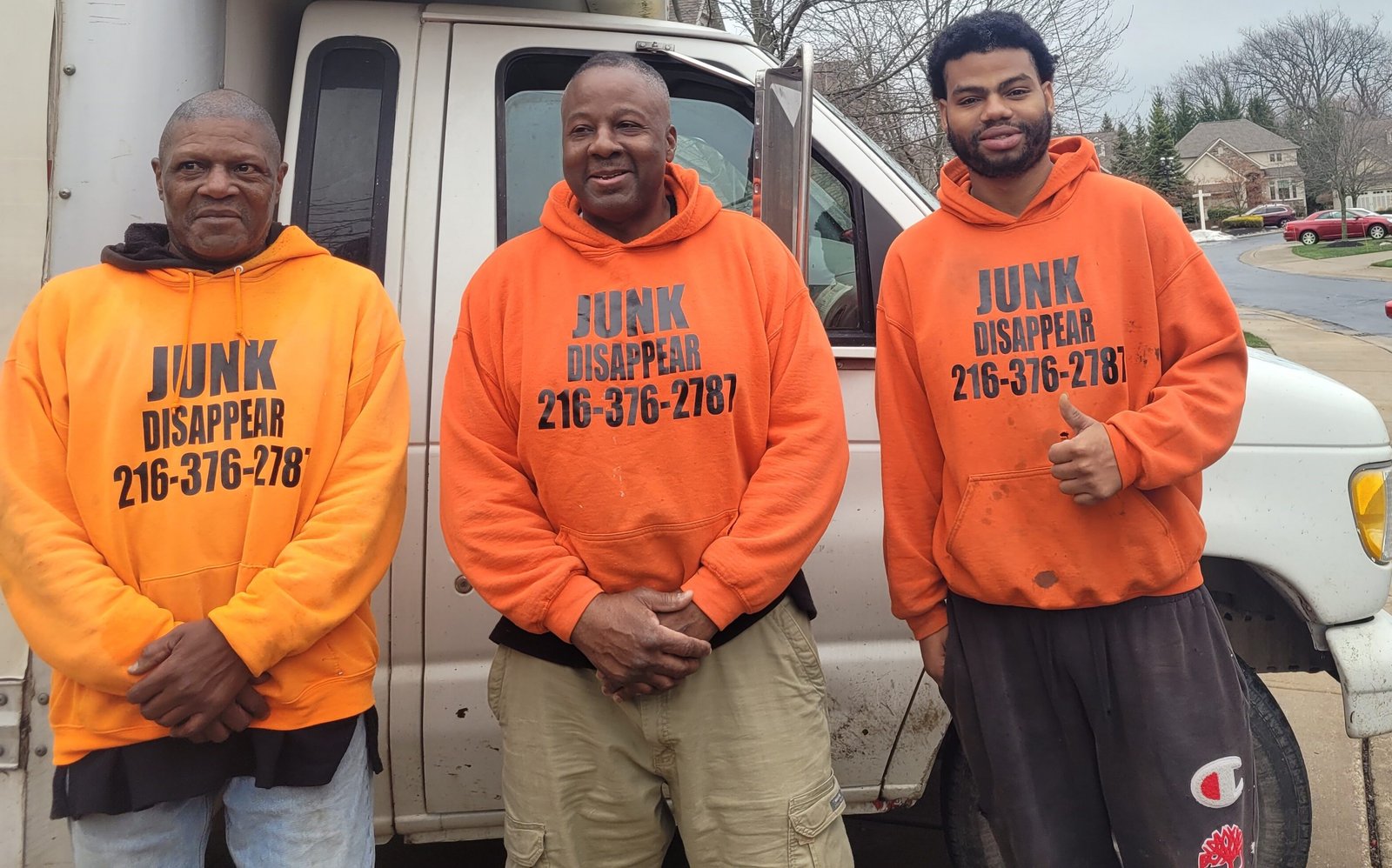 Junk Disappear LLC crew providing junk removal services in Cleveland, Ohio